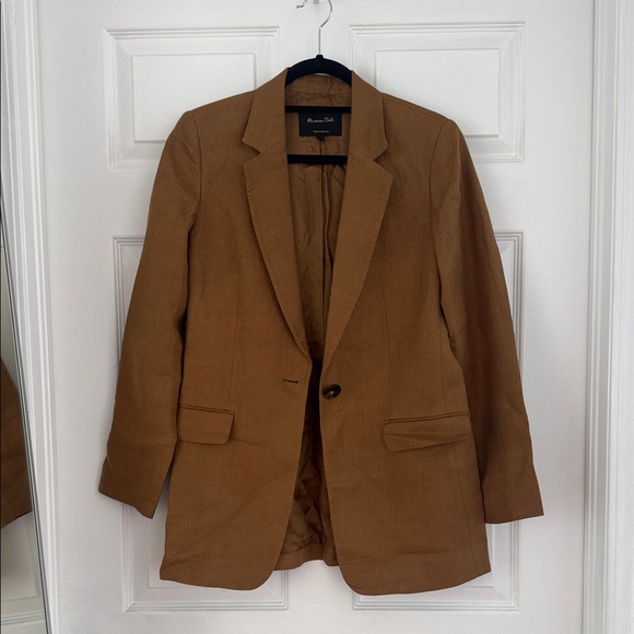 Massimo Dutti Jackets & Blazers - Massimo Dutti Linen Tan Single-Button Blazer